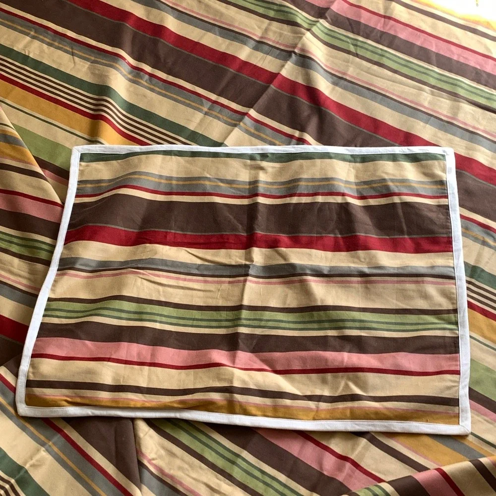 Pottery Barn Logan Multicolored Striped Duvet Cover Set Sz Twin